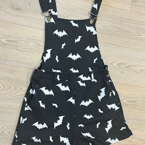 Black Bat Print Overalls
